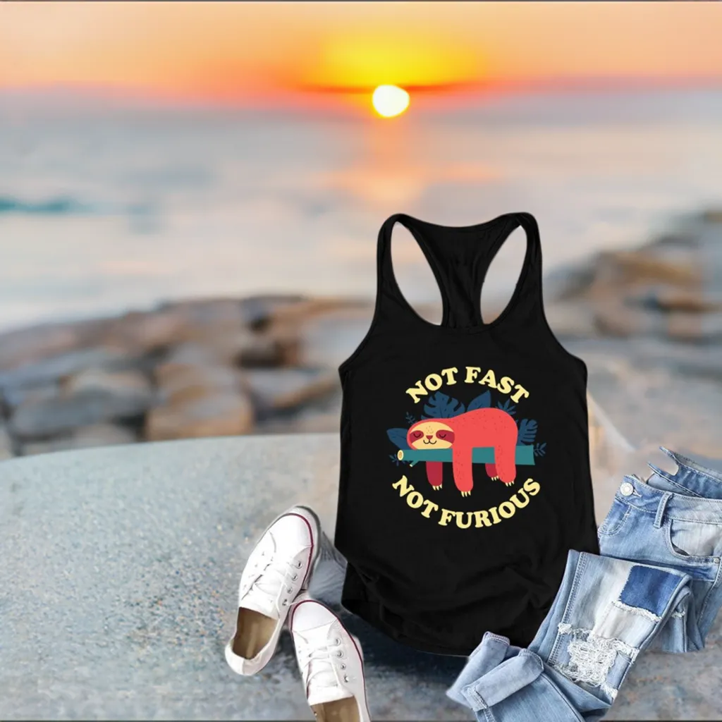 2020 Fashion Not Fast Not Furious Sloth Print Tank Top Women Sleeveless Summer Vest Ladies Crew Neck Harajuku Tops for Teens