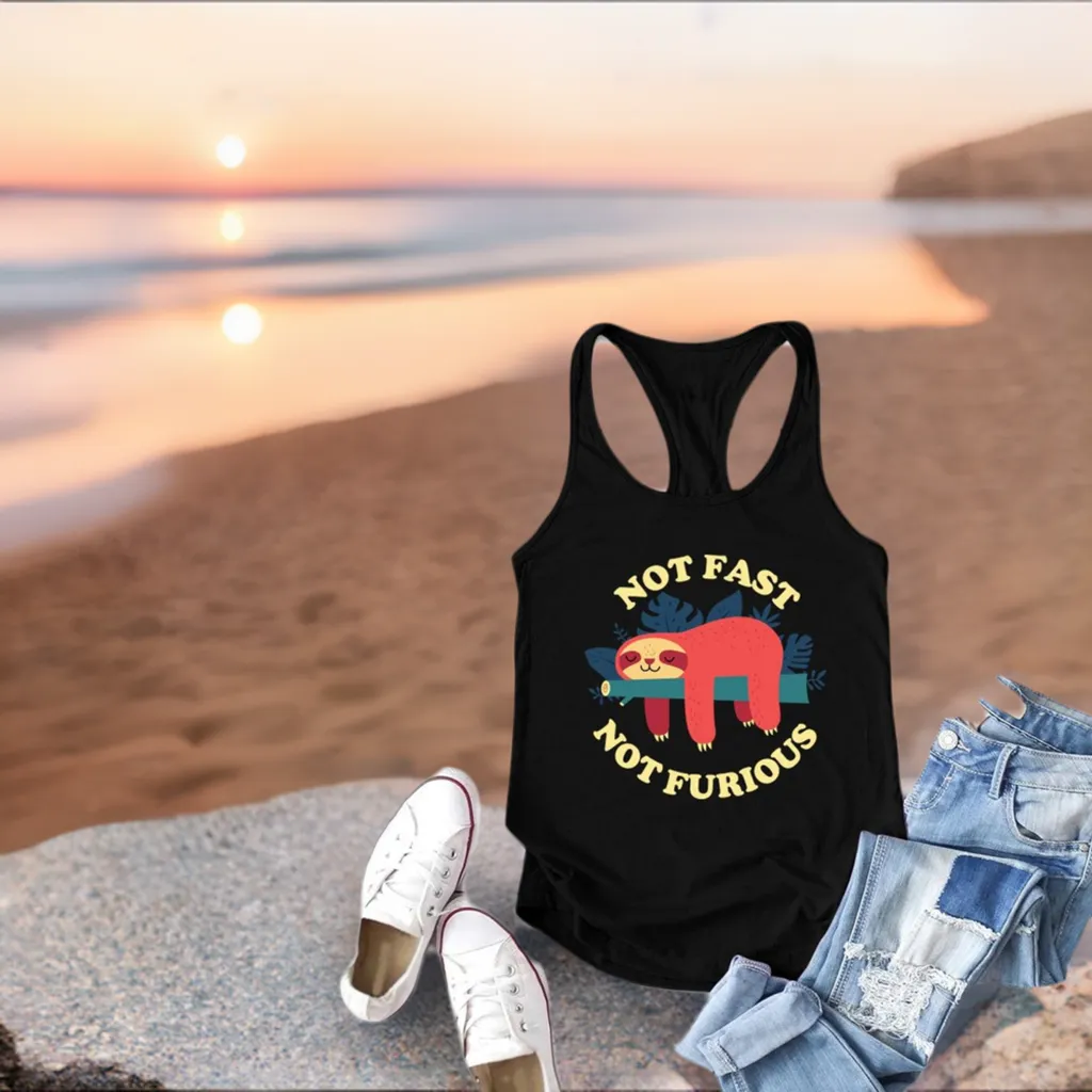 2020 Fashion Not Fast Not Furious Sloth Print Tank Top Women Sleeveless Summer Vest Ladies Crew Neck Harajuku Tops for Teens