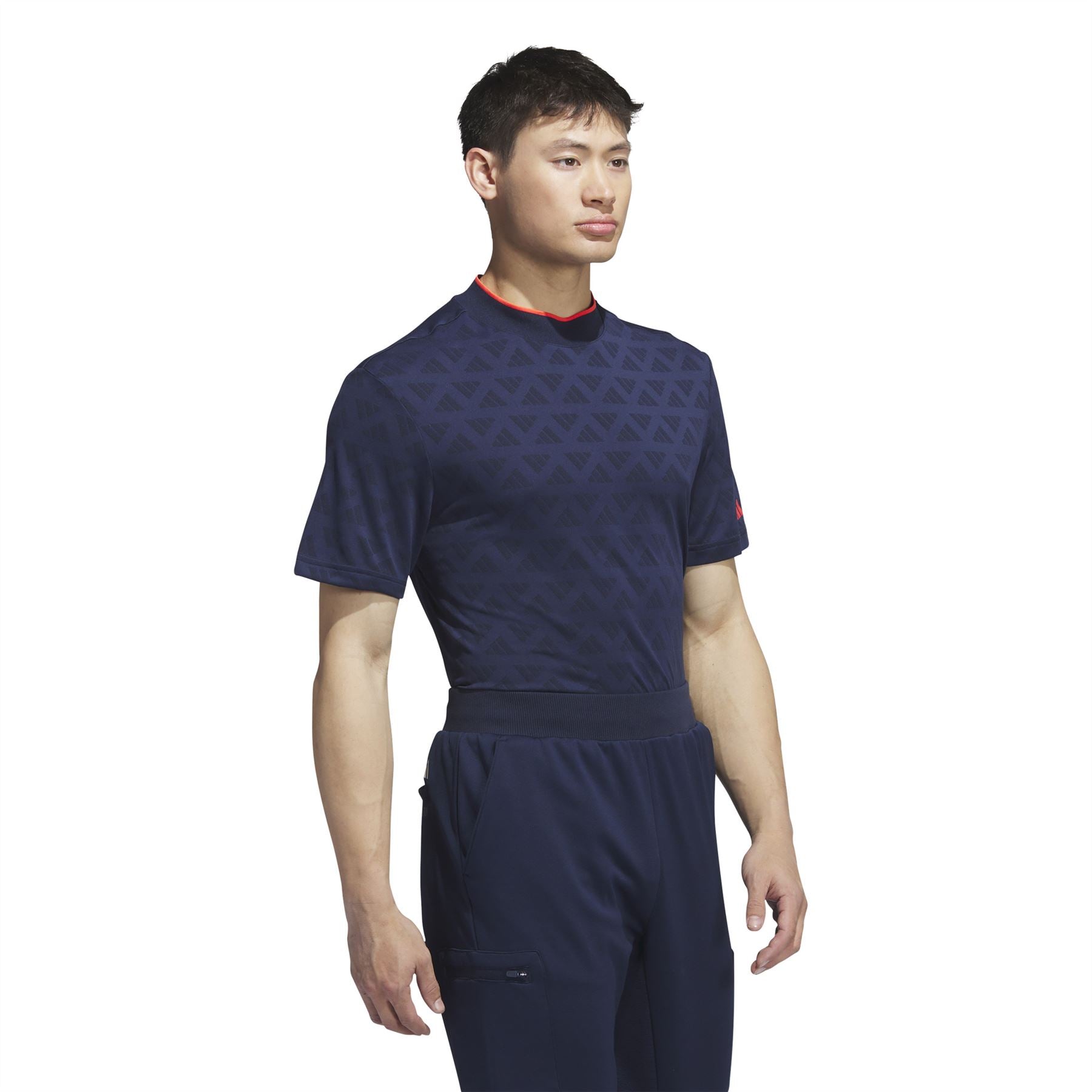 Adi Mock Neck Jacquard Polo Black/Collegiate Navy - W23