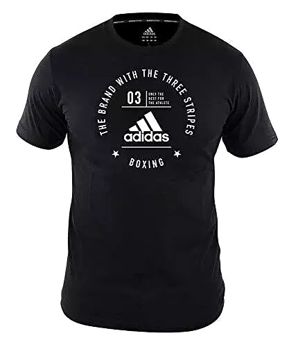 adidas Boxing Logo T-Shirt Black White 100% Cotton