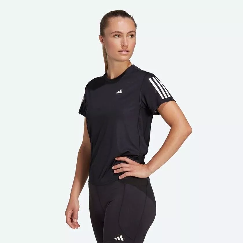 adidas Own The Run Womens Running T-Shirt Black Breathable Top Aeroready