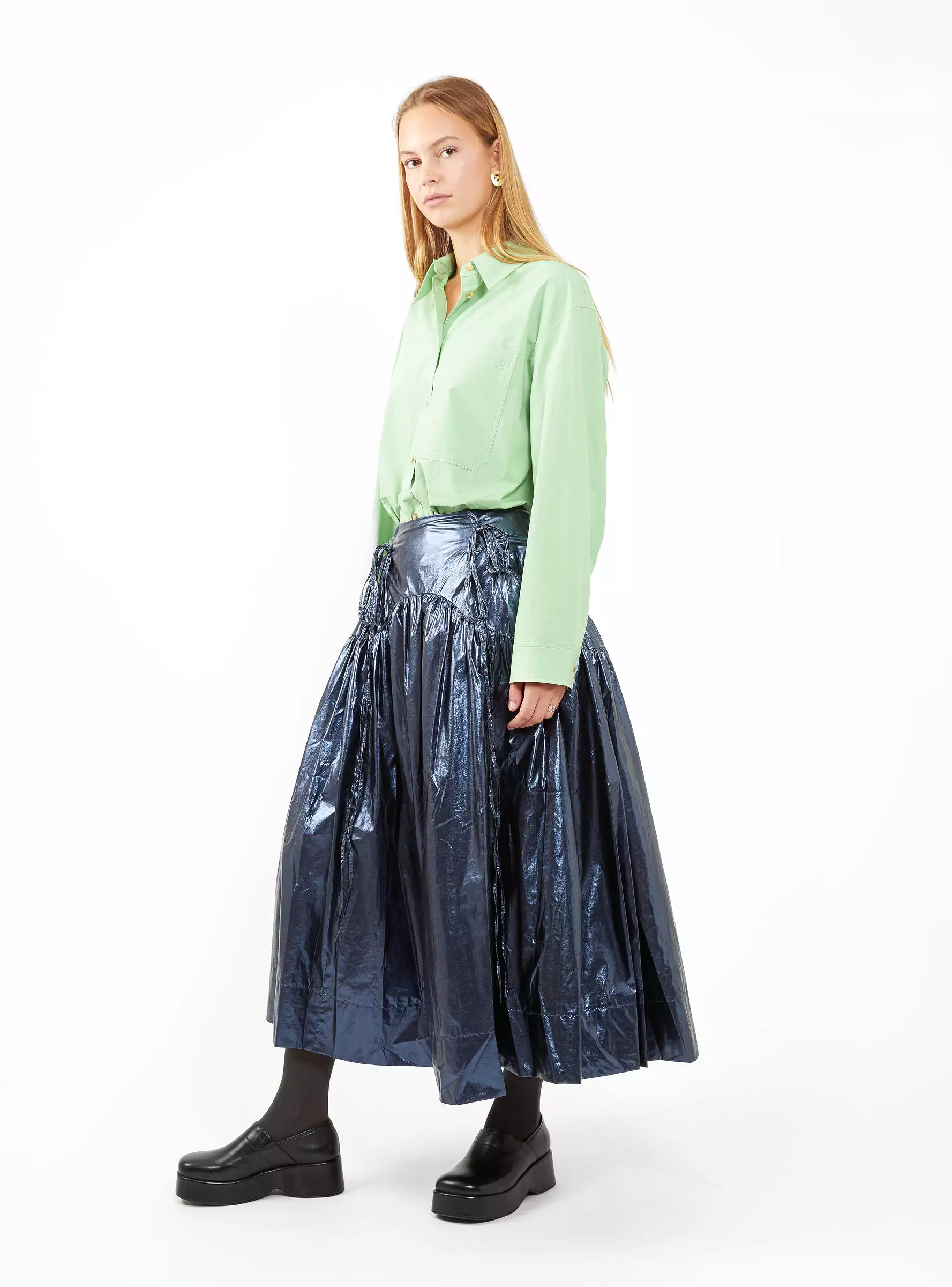 Anika Lamé Skirt Navy