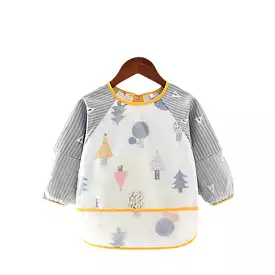 Baby Long Sleeve Apron Smock Bib Blue Forest V2