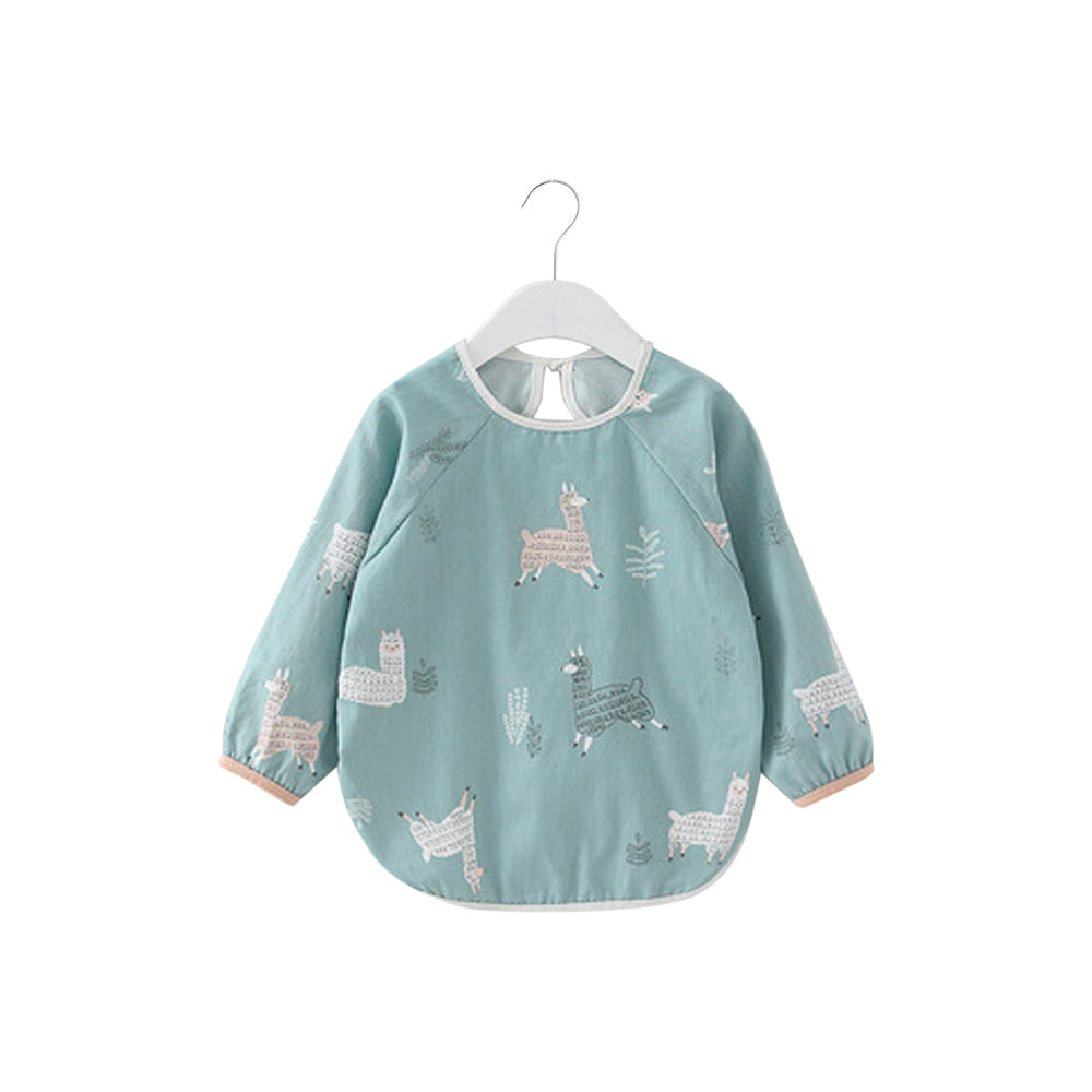 Baby Long Sleeve Apron Smock Bib Blue Llamas