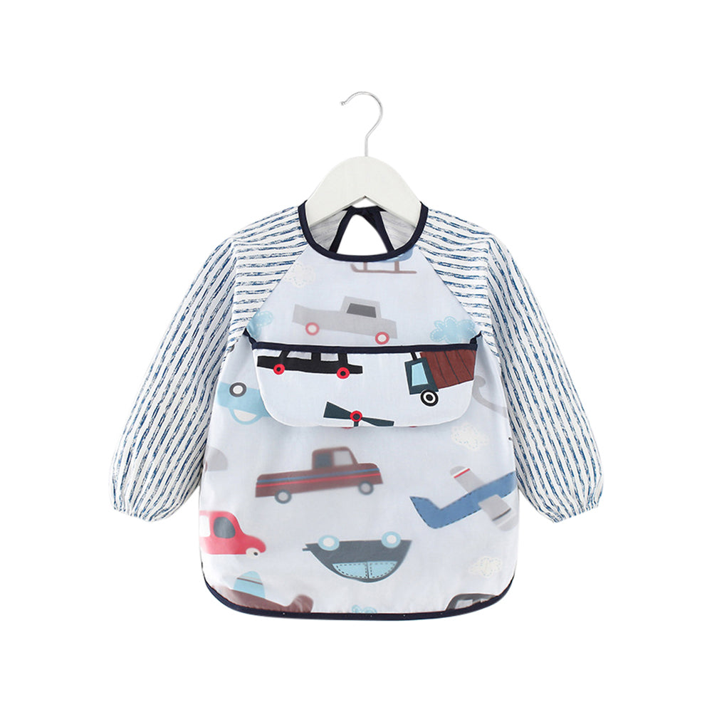 Baby Long Sleeve Apron Smock Bib Cars & Planes V2