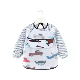 Baby Long Sleeve Apron Smock Bib Cars & Planes V2