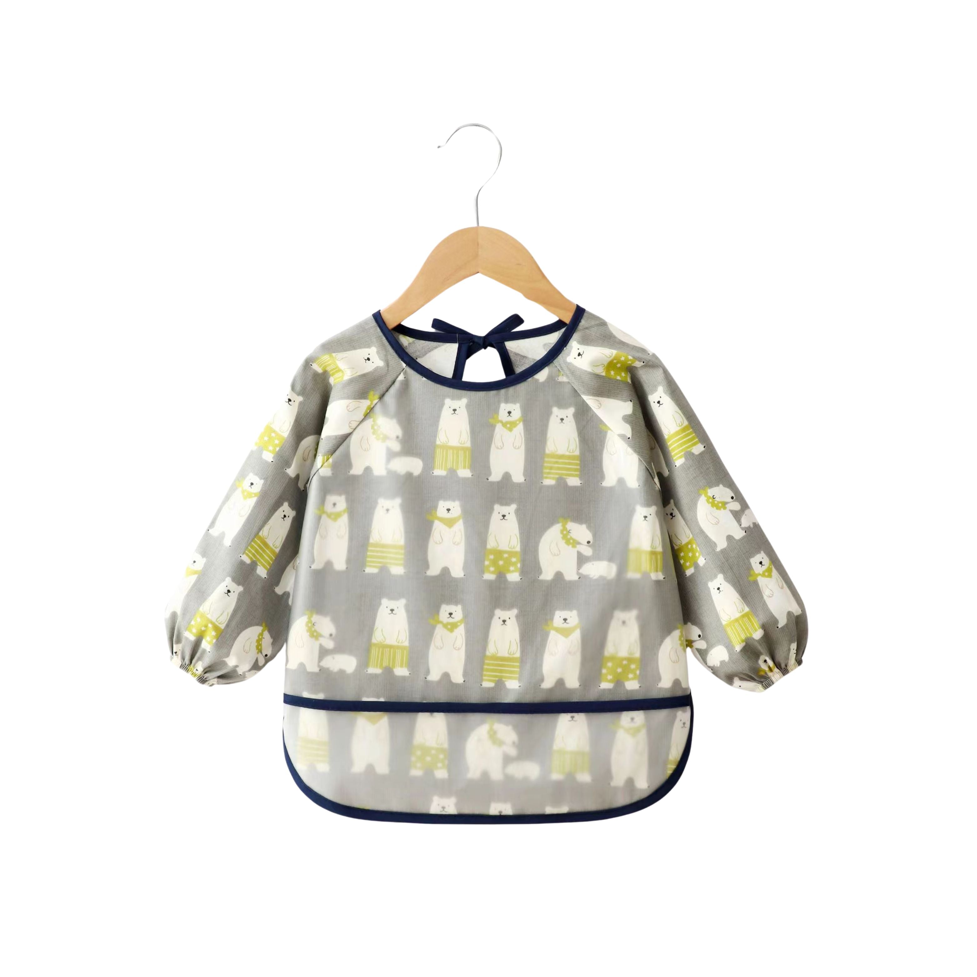 Baby Long Sleeve Apron Smock Bib in Polar Pals