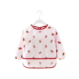 Baby Long Sleeve Apron Smock Bib in Strawberries