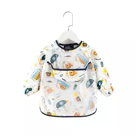 Baby Long Sleeve Apron Smock Bib in Submarine