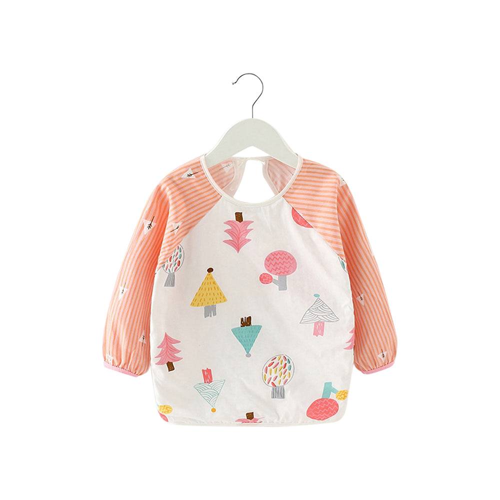 Baby Long Sleeve Apron Smock Bib Peach Forest