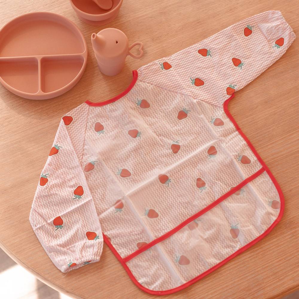 Baby Long Sleeve Apron Smock Bib Peach Forest