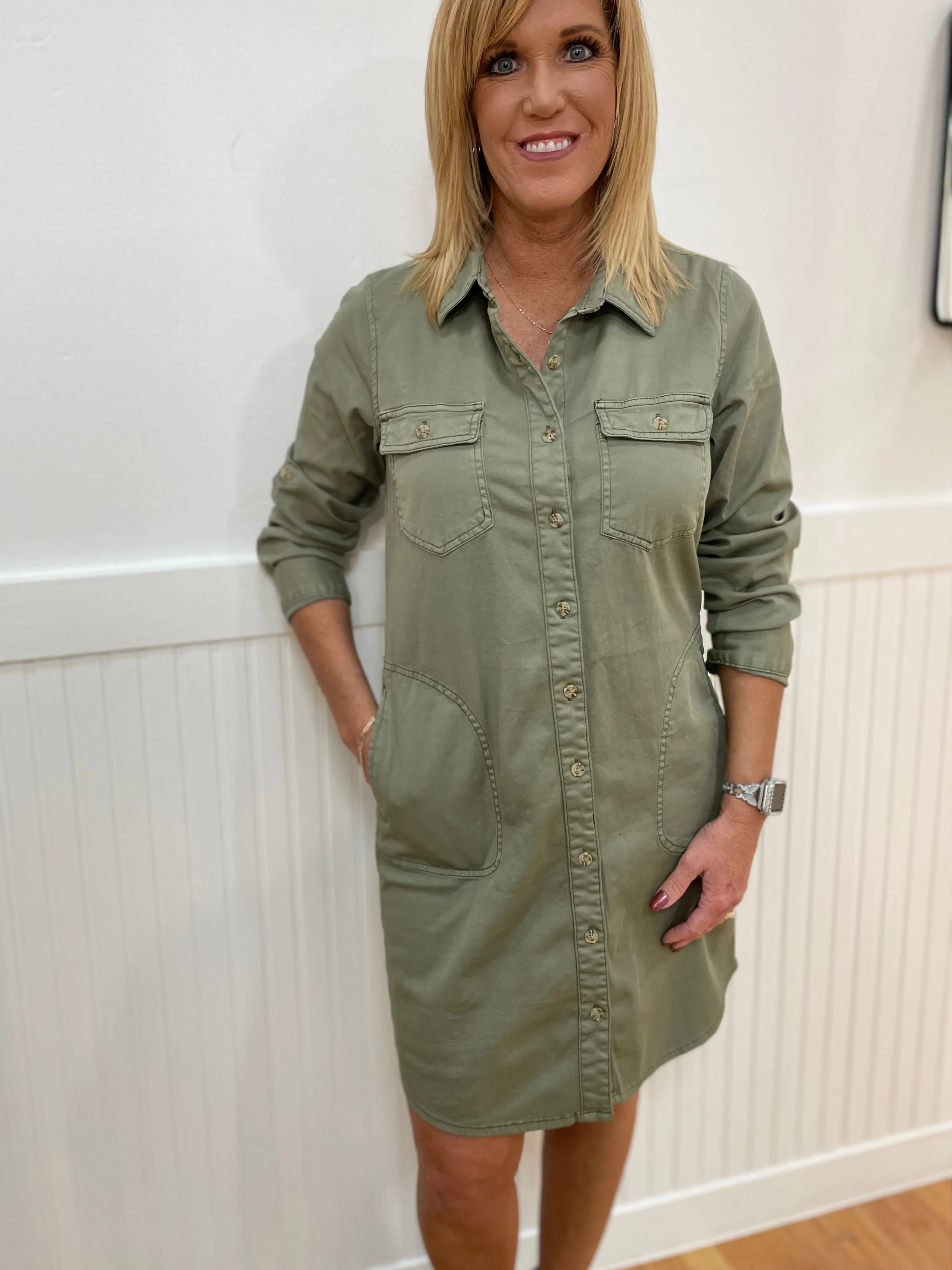 Bindi Dress Washed Olive