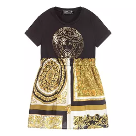 Black & Gold Medusa Print Dress