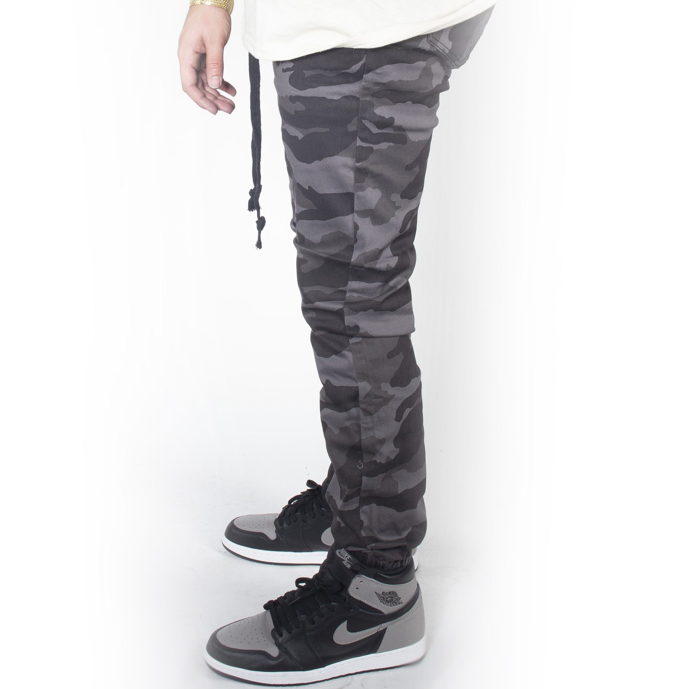 Black Camo Twill Jogger Pants JG804