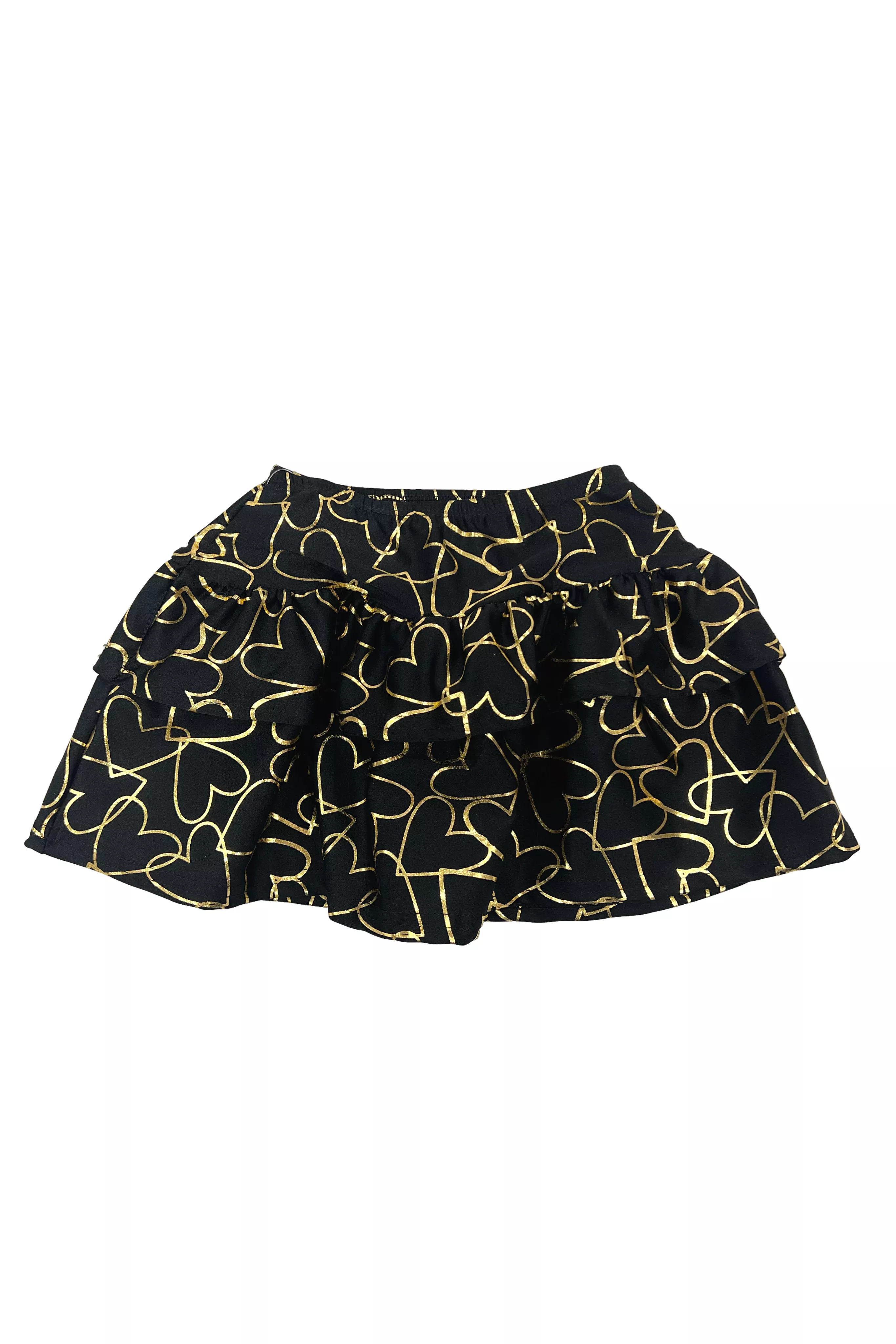 Black Gold Lame Heart Skirt