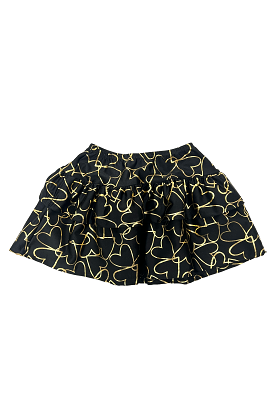 Black Gold Lame Heart Skirt