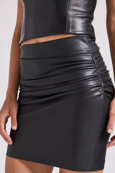 Black Mila Vegan Leather Skirt