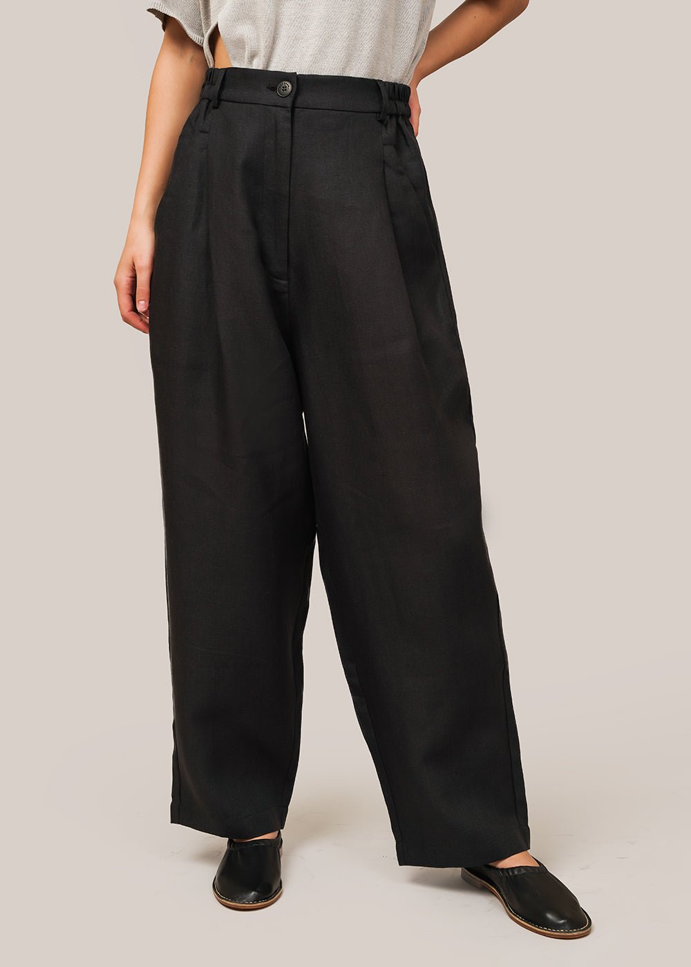 Black New Age Linen Pants