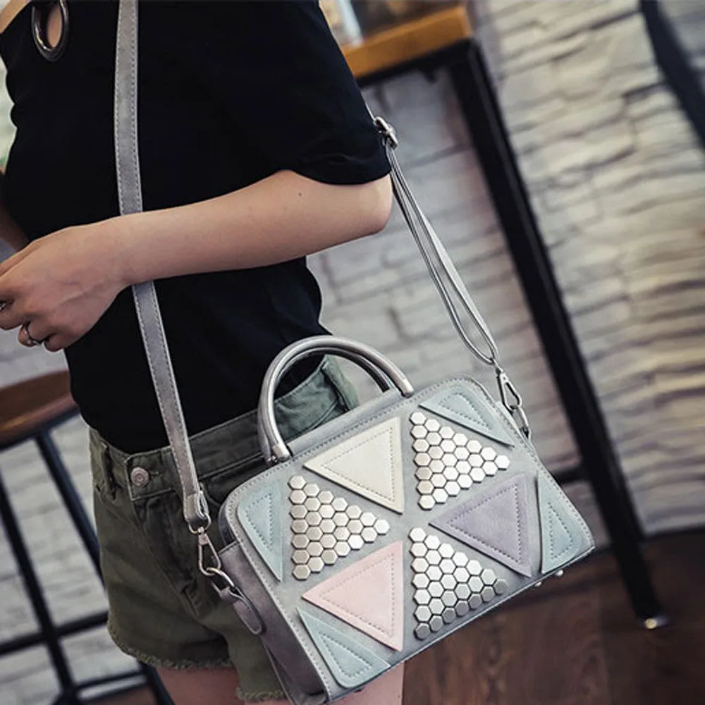 Bolsas Femininas Women Handbag Women Messenger Bags Rivet Triangle Geometry Shoulder Bags Large Bolsas De Ombro