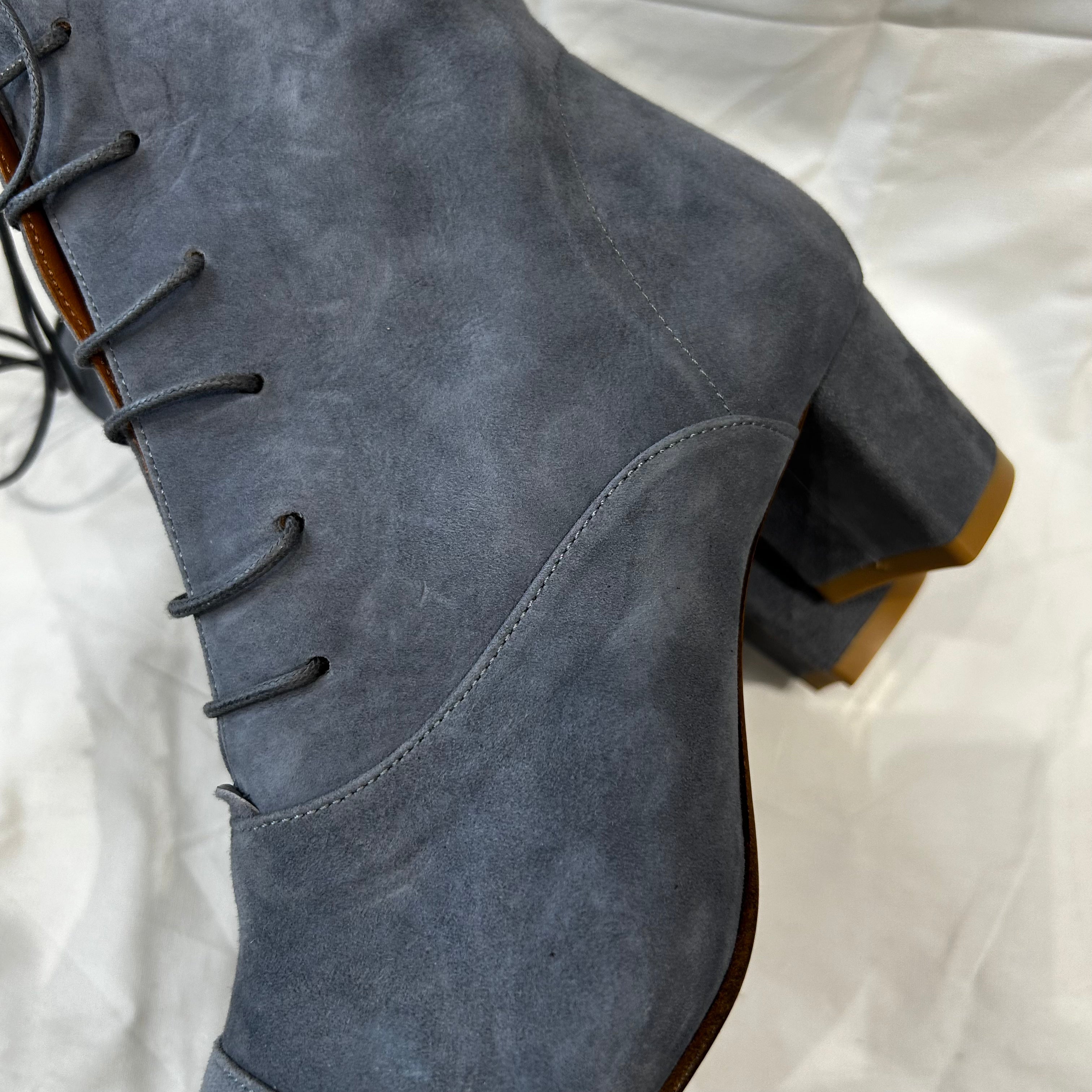 By Far Brand New 385 Blue Grey Suede Ankle Boots 38