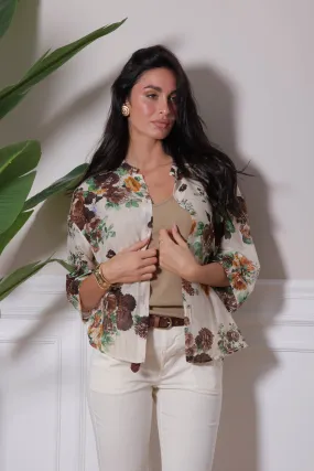 Camicia Fantasia Bouquet Manica Tre Quarti