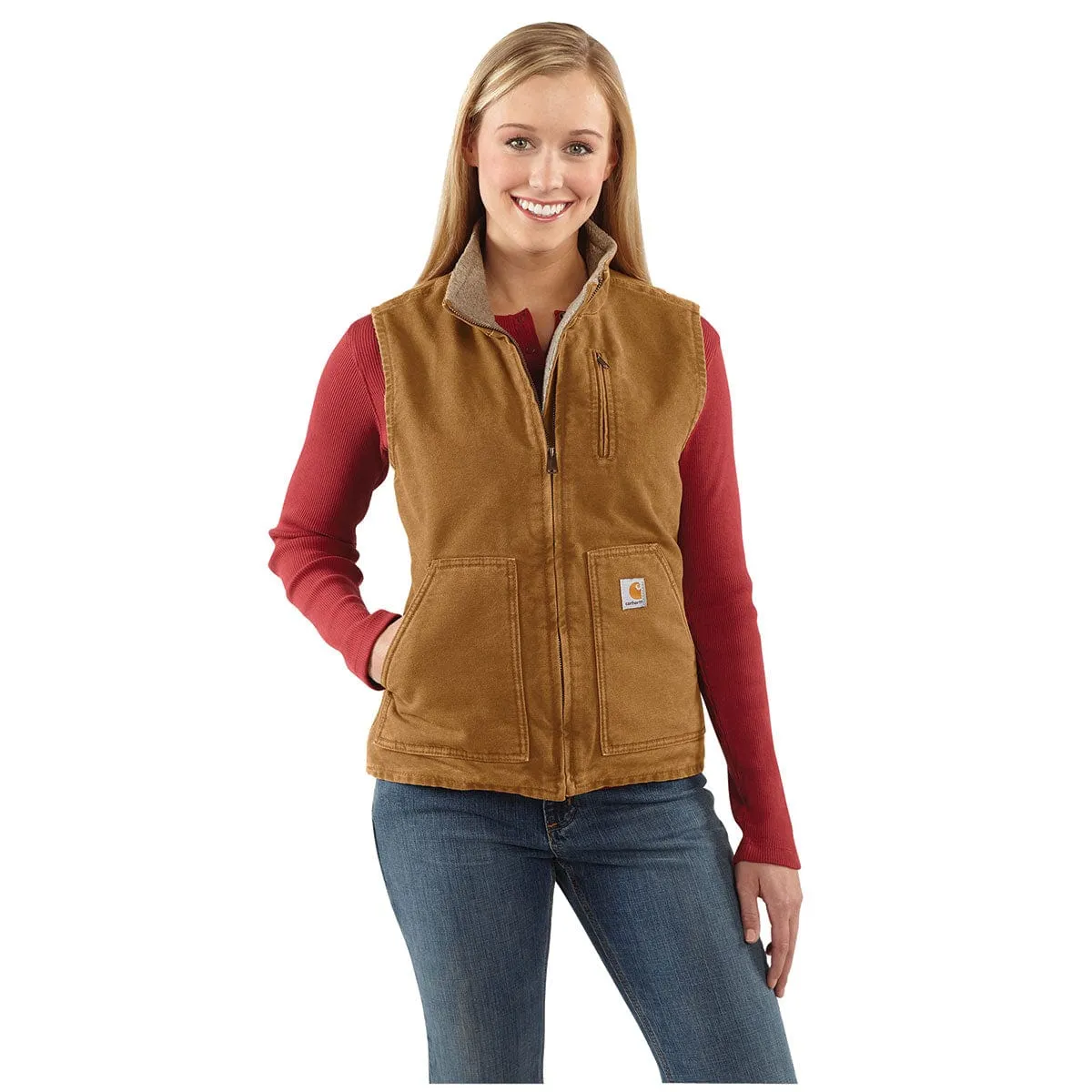 Carhartt Women's 0V277-W Washed Duck Sherpa-Lined Vest