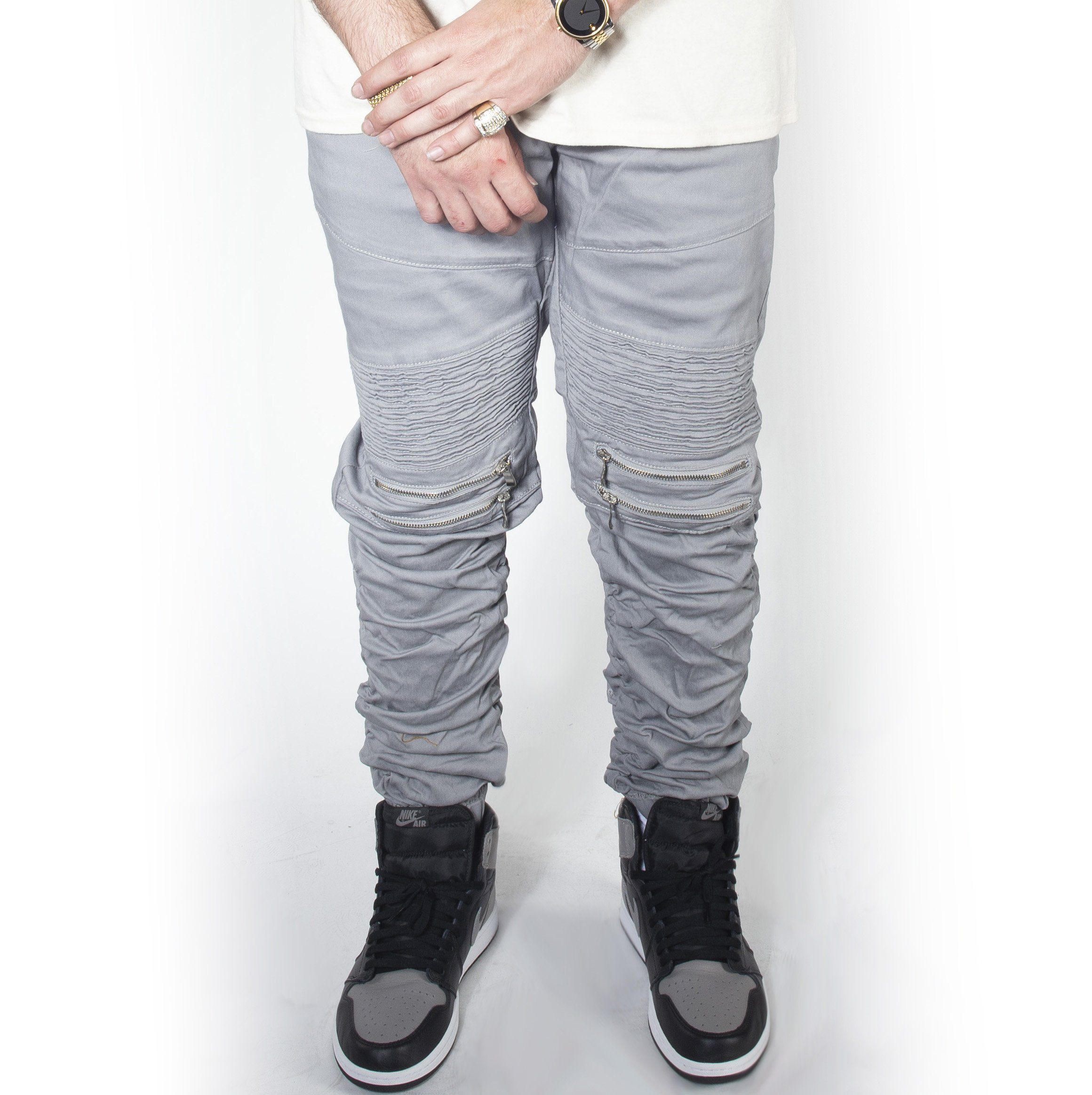 Cool Grey Twill Bungee Jogger Pants JG882