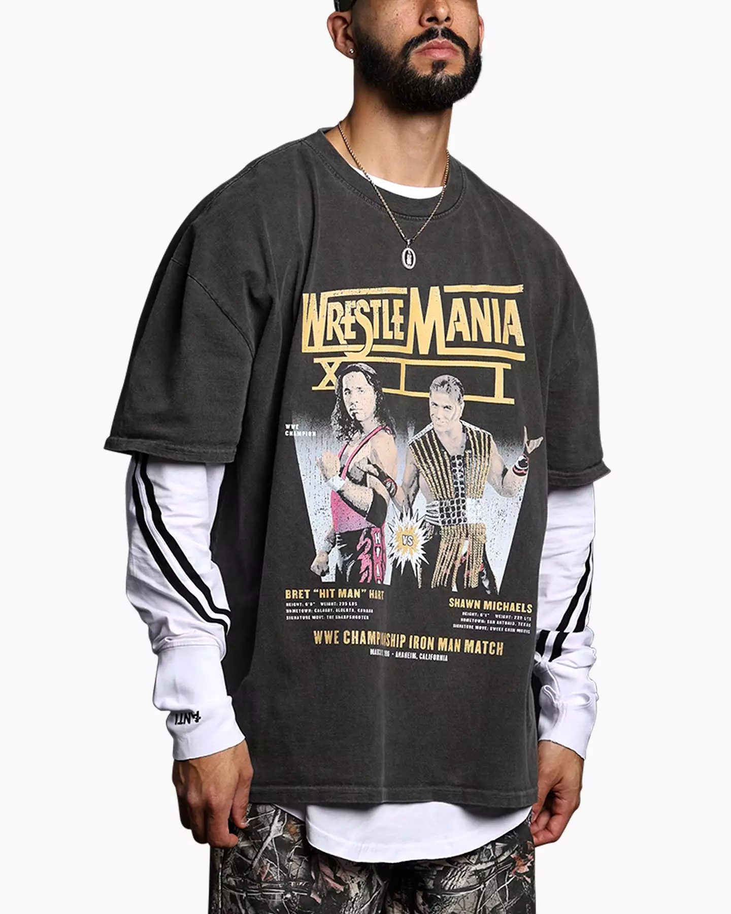 Culture Kings X WWE Bret The Hit Man Hart vs. Shawn Michaels Wrestlemania XII Vintage T-Shirt Black Wash