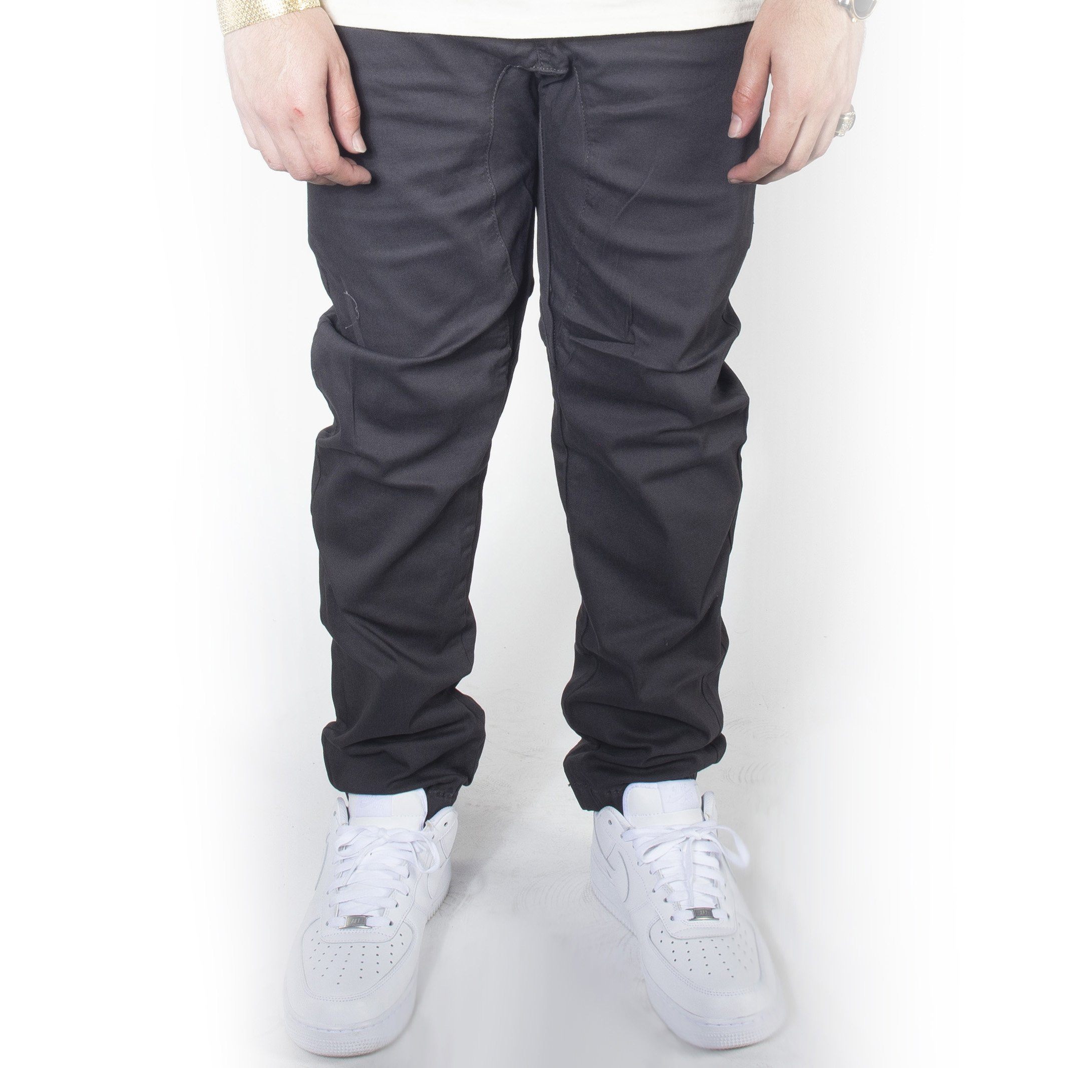 Dark Grey Twill Jogger Pants JG804