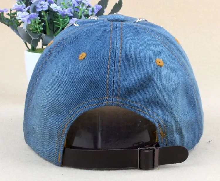 Denim Hip Hop Caps Leisure Woman Cap With Rhinestones Baseball Caps