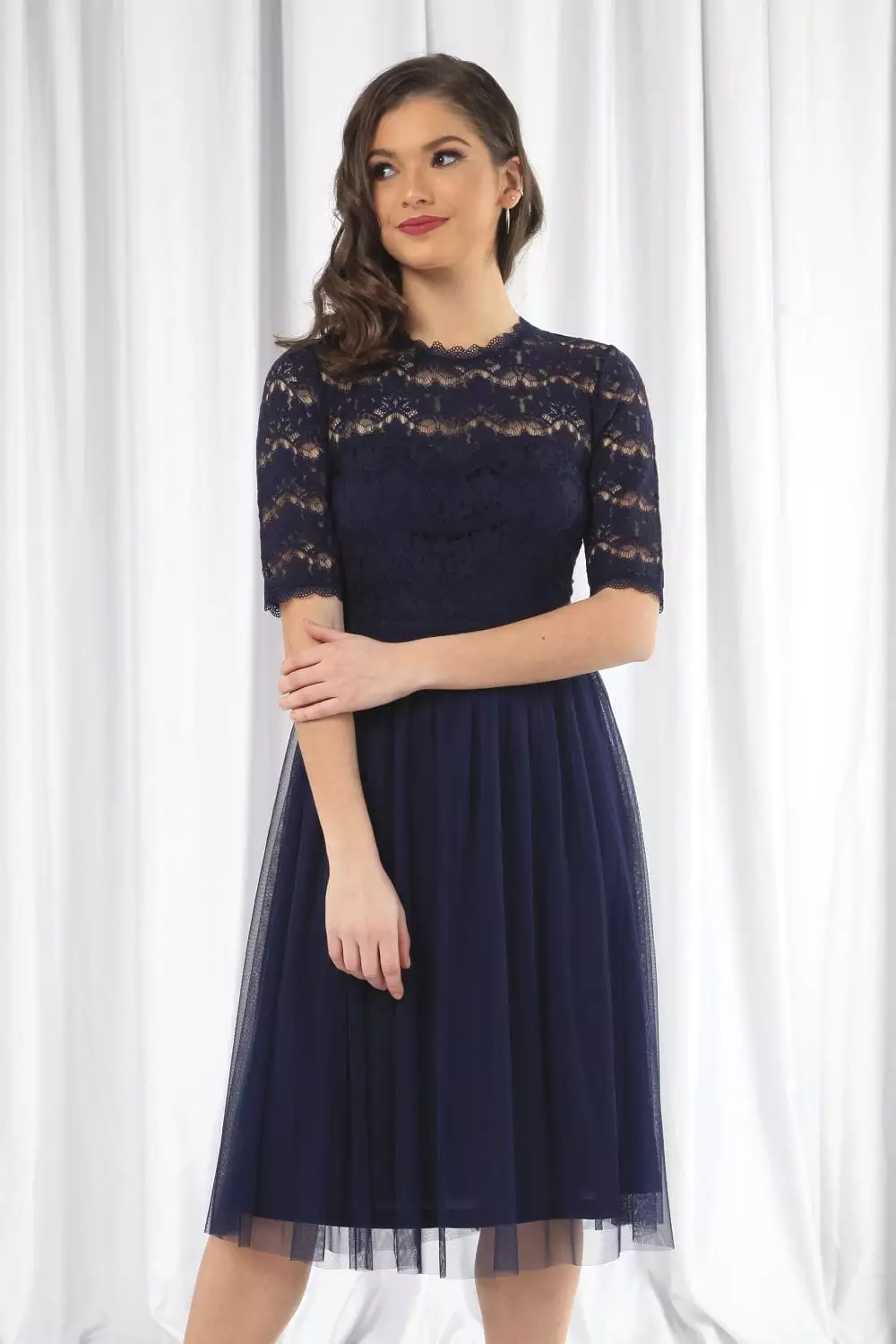 Double Second Lace Dress With Tulle Skirt