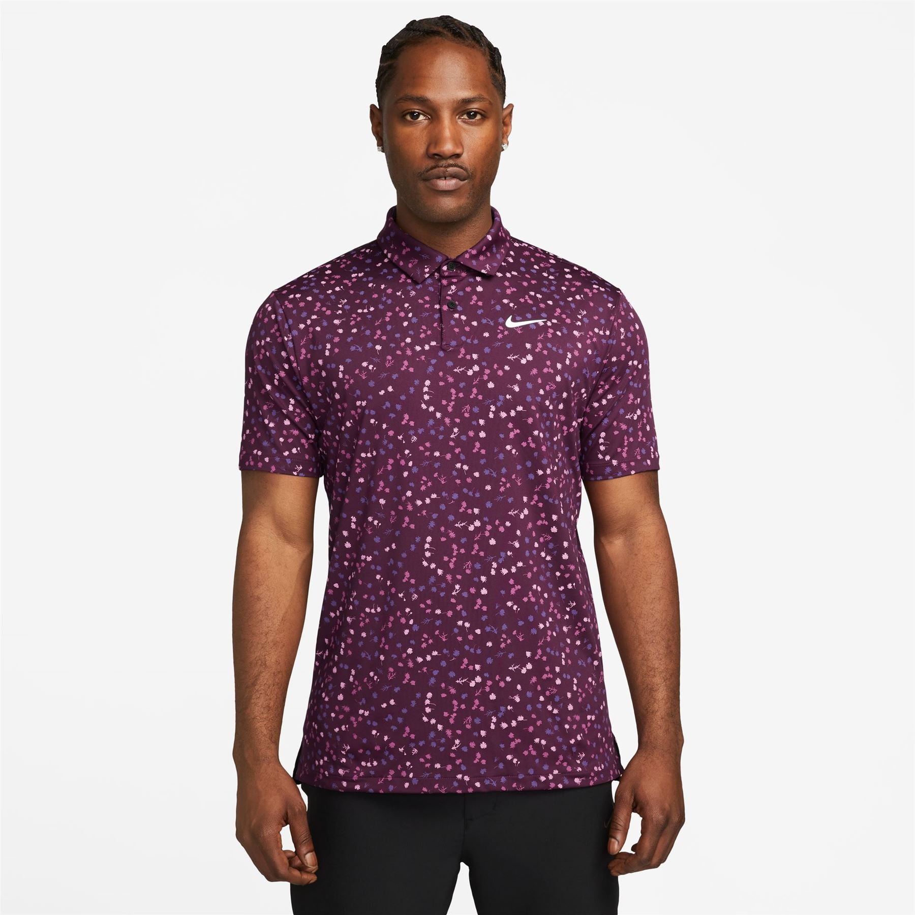 Dri-FIT Tour Stretch Micro Floral Polo Bordeaux Pink - W23