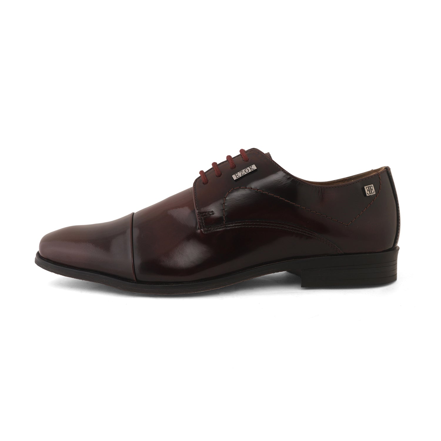 Ezok Brown Formal Cap Toe Leather Derby Shoes