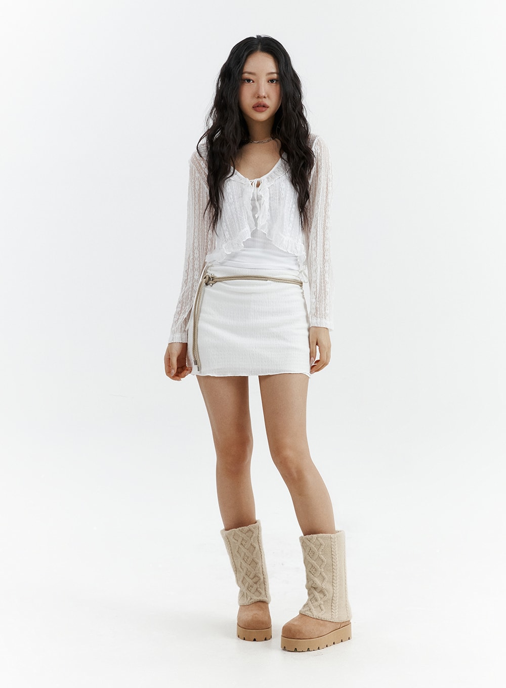 Faux Shearling Knee Boots CJ423