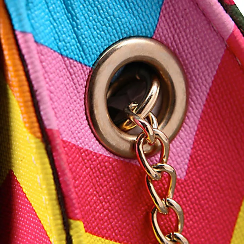 Forward Shoulder Messenger Bags Chain Rainbow Stripes