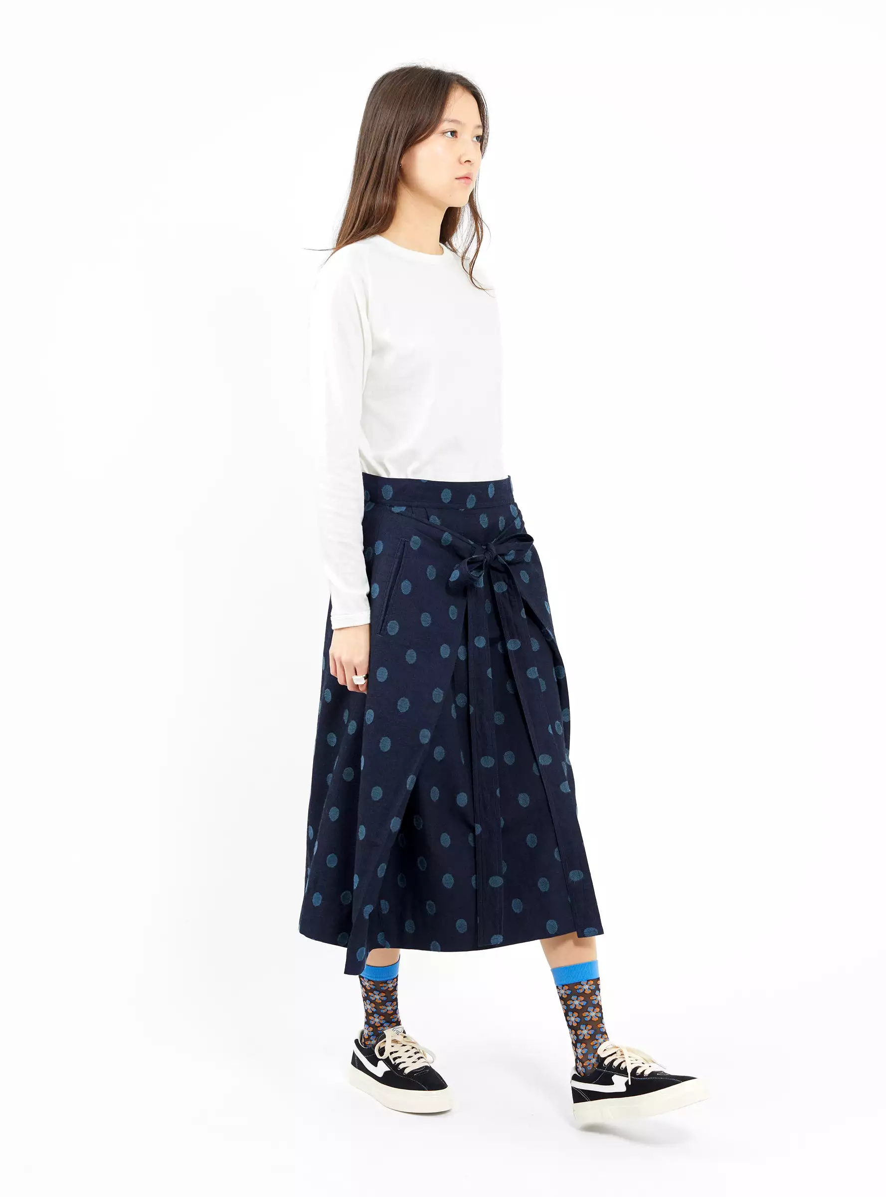 George Skirt Indigo Polka Dot