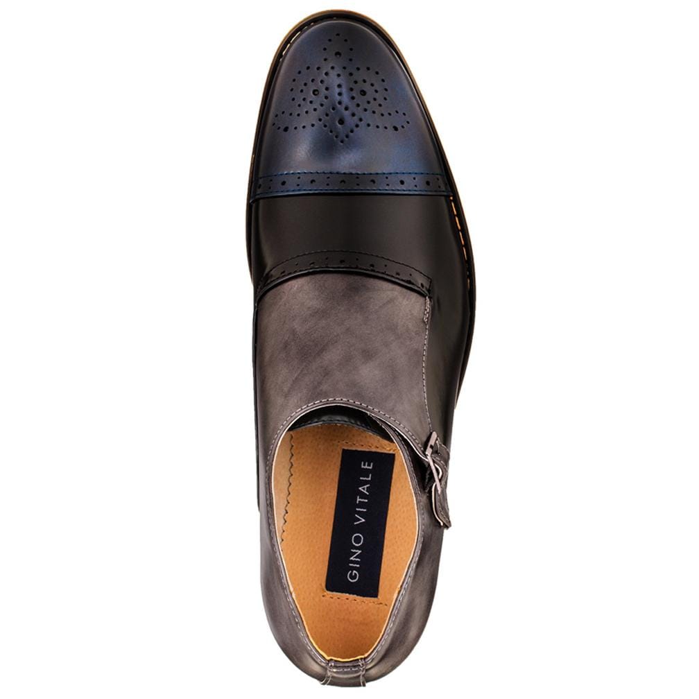 Gino Vitale Men's Three Tone Monk Strap Dress Shoes