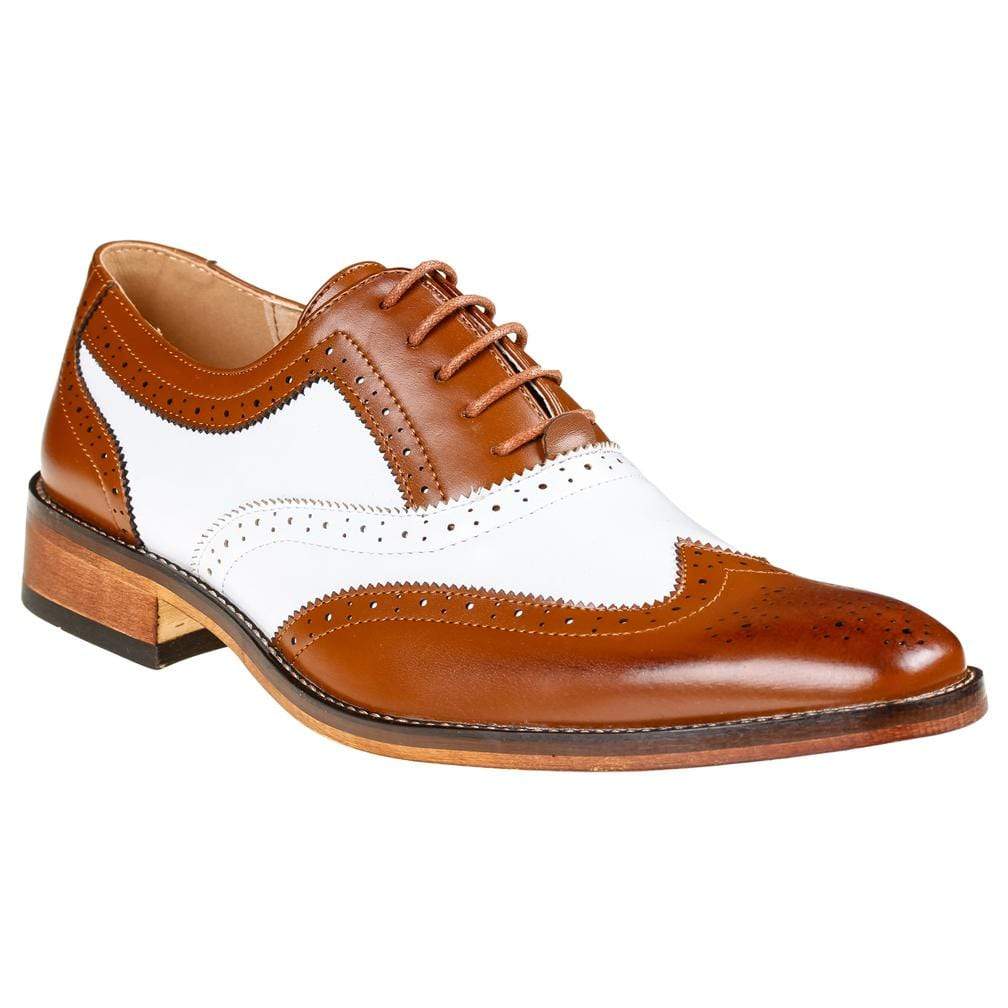 Gino Vitale Men's Two Tone Wing Tip Oxford Dress Shoes