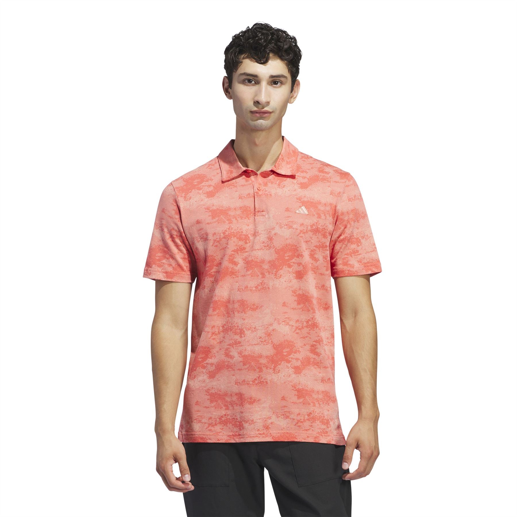 Go-To Regular Fit Printed Mesh Polo Preloved Scarlet - SS24