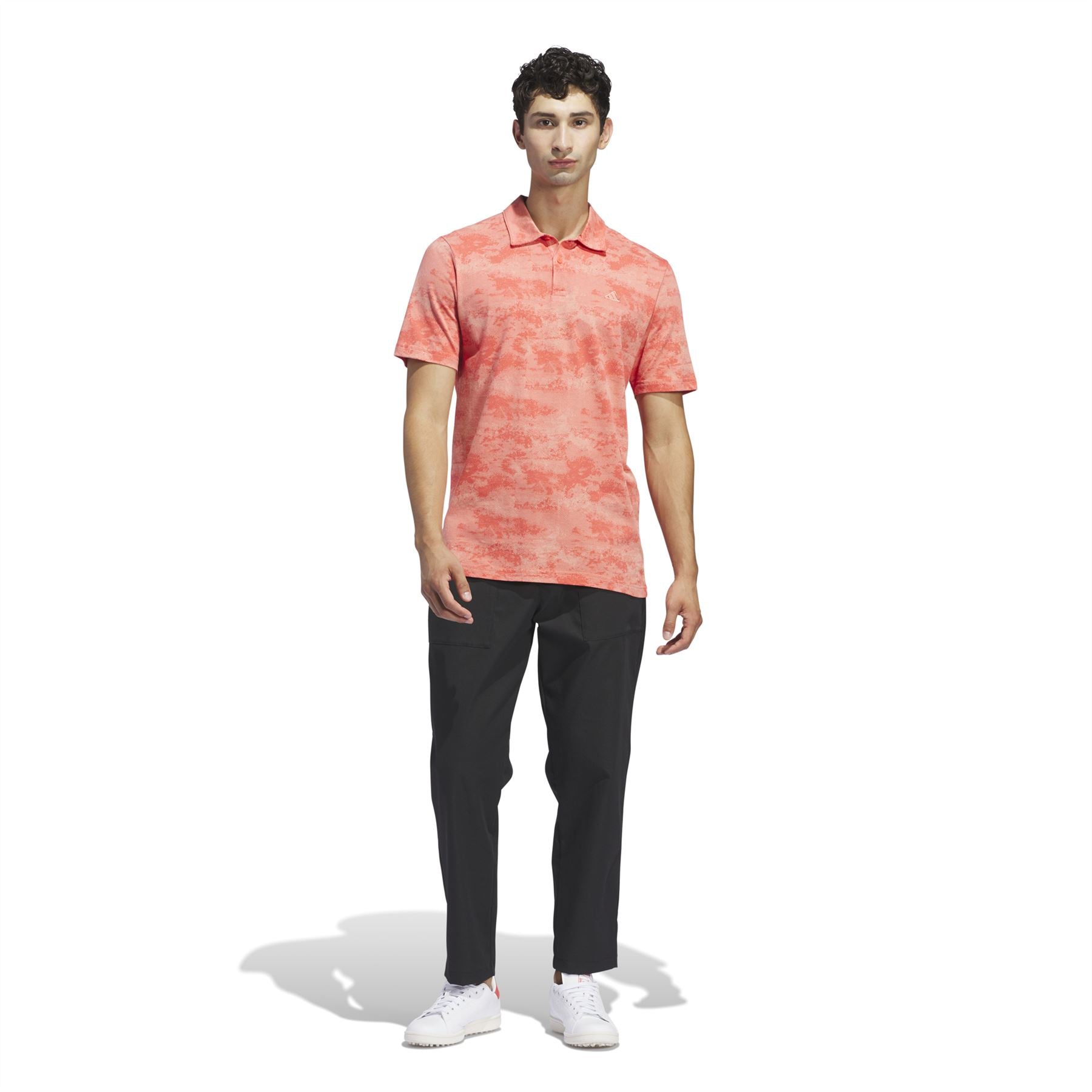 Go-To Regular Fit Printed Mesh Polo Preloved Scarlet - SS24