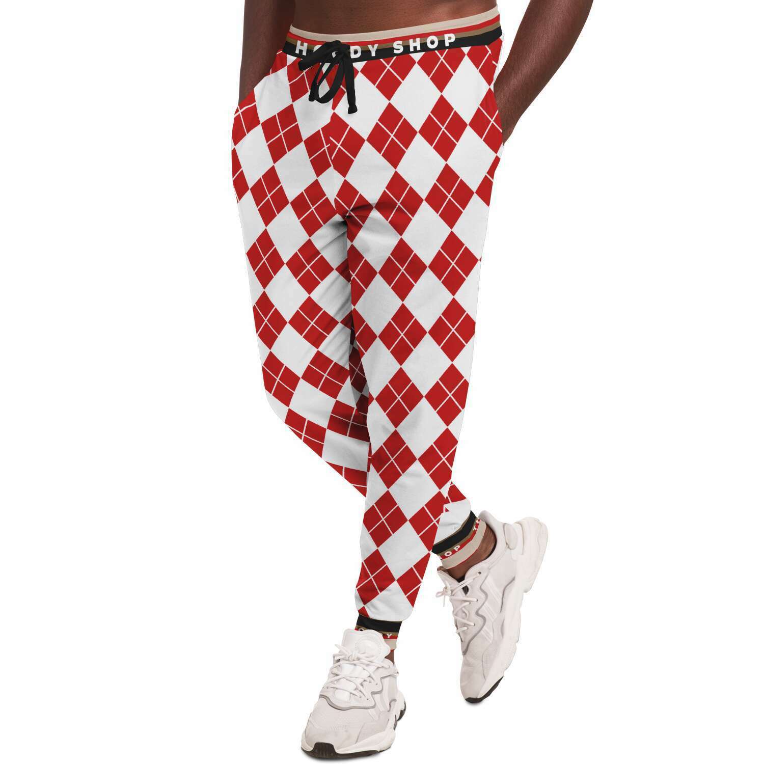 Gold Line Red Argyle Unisex Fleece Joggers