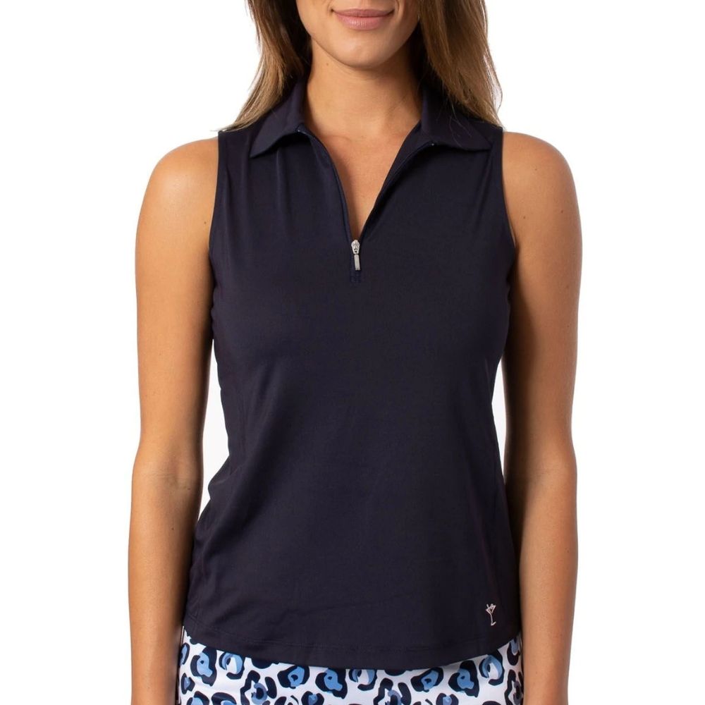 Golftini Womens Sleeveless Zip Stretch Polo