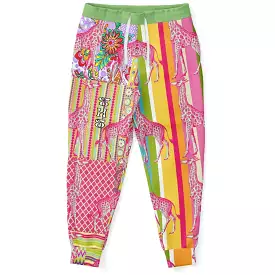 Hello Janis! Yellow Striped Giraffe Patchwork Unisex Eco-Poly Joggers