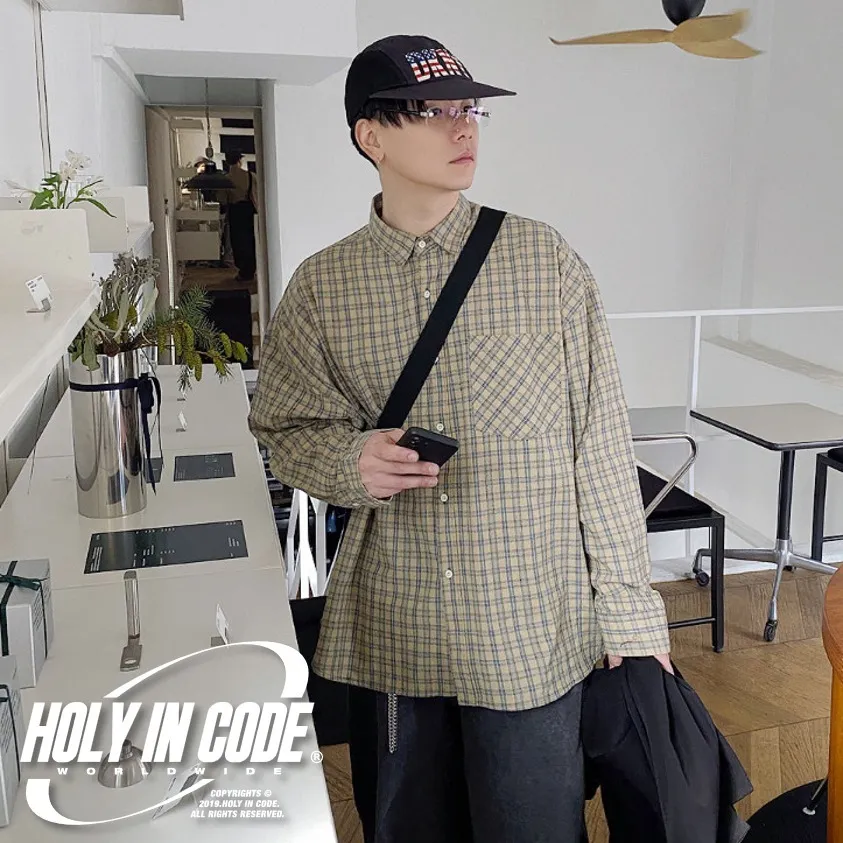 HOLY IN CODE  |Other Plaid Patterns Unisex Street Style Long Sleeves Cotton