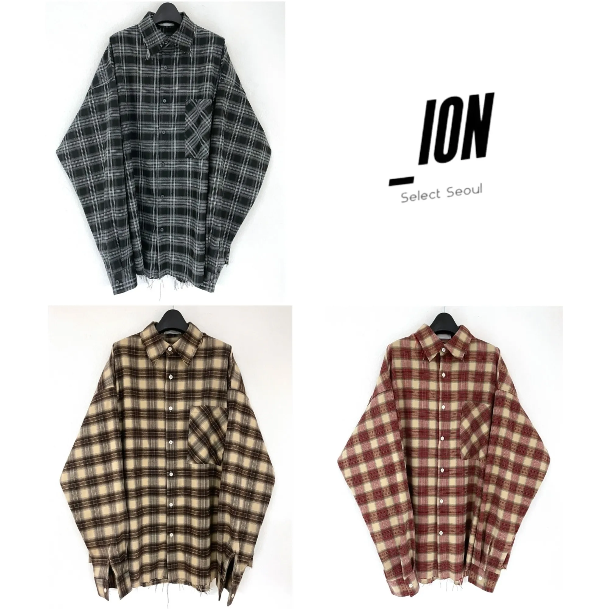 IONSEOUL  |Other Plaid Patterns Unisex Street Style Long Sleeves