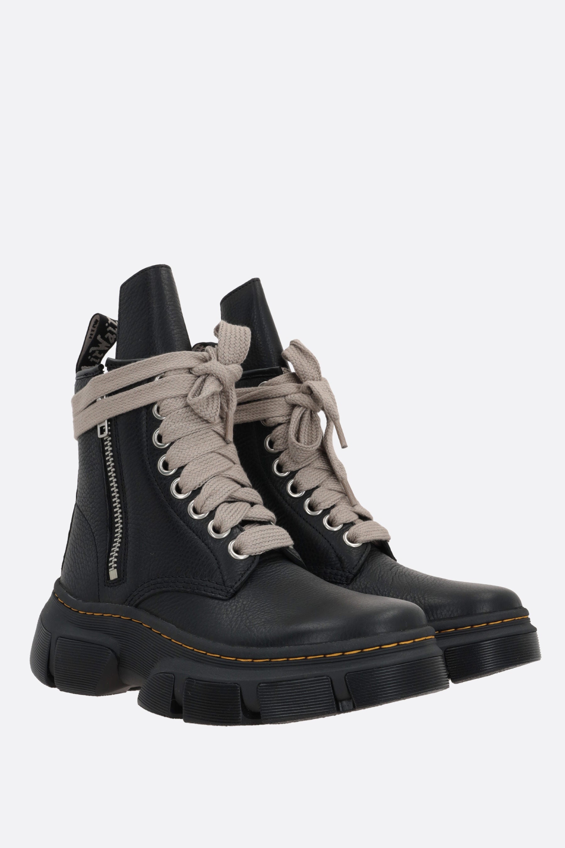 Jumbo Lace grainy leather combat boots