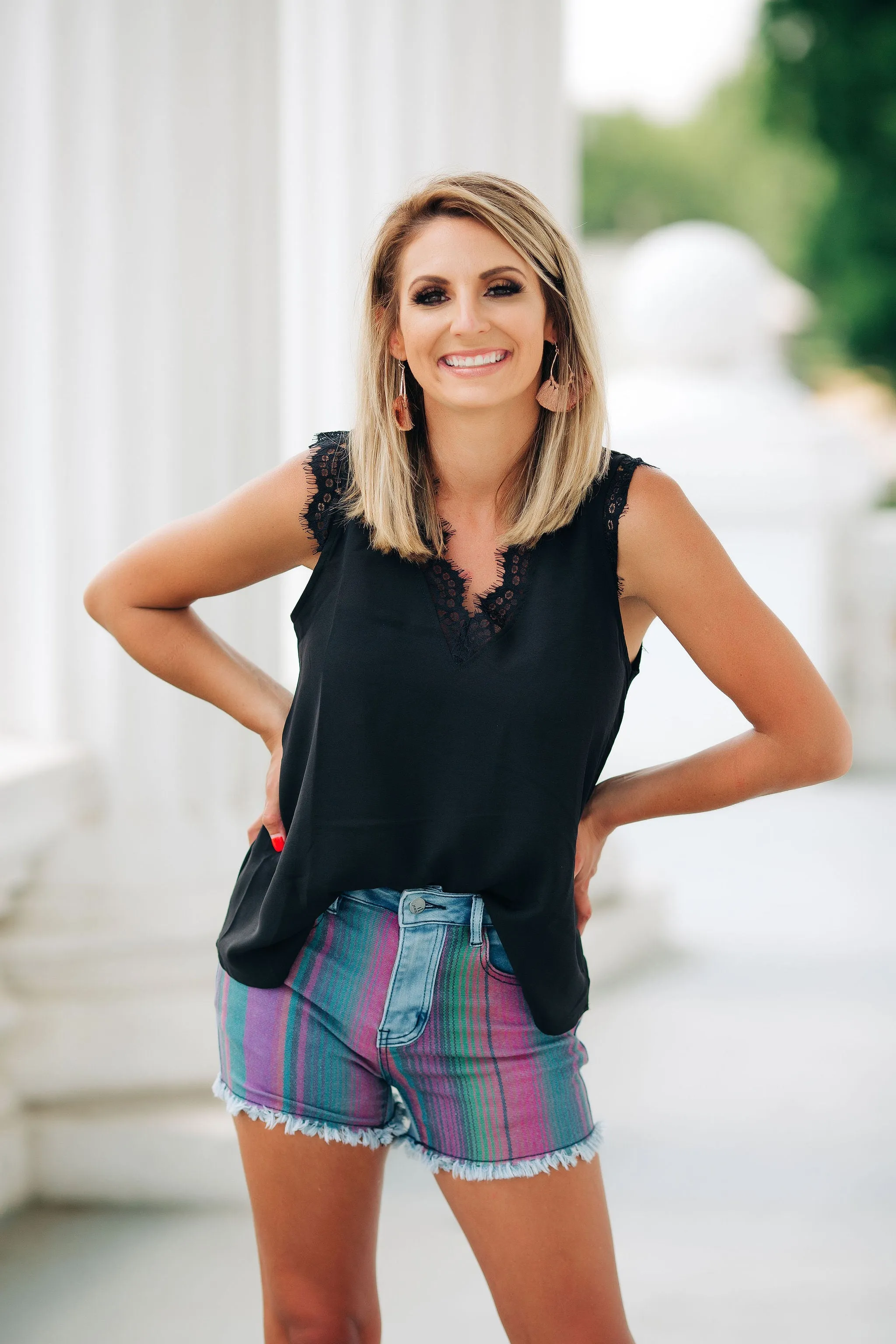 Lace Trimmed Black Tank