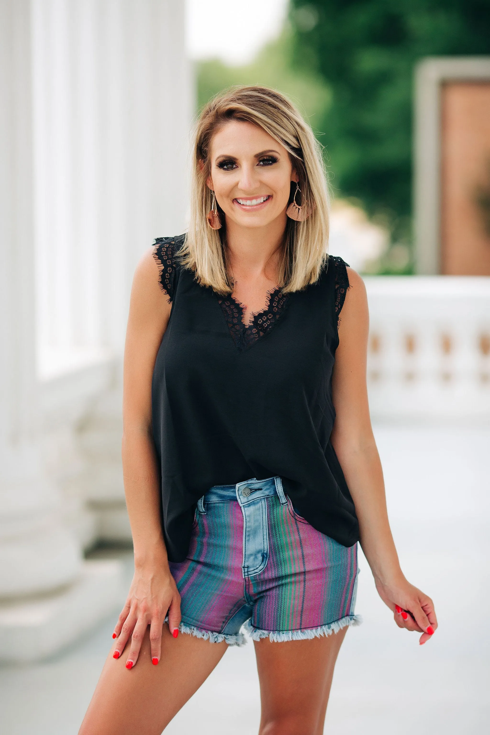 Lace Trimmed Black Tank