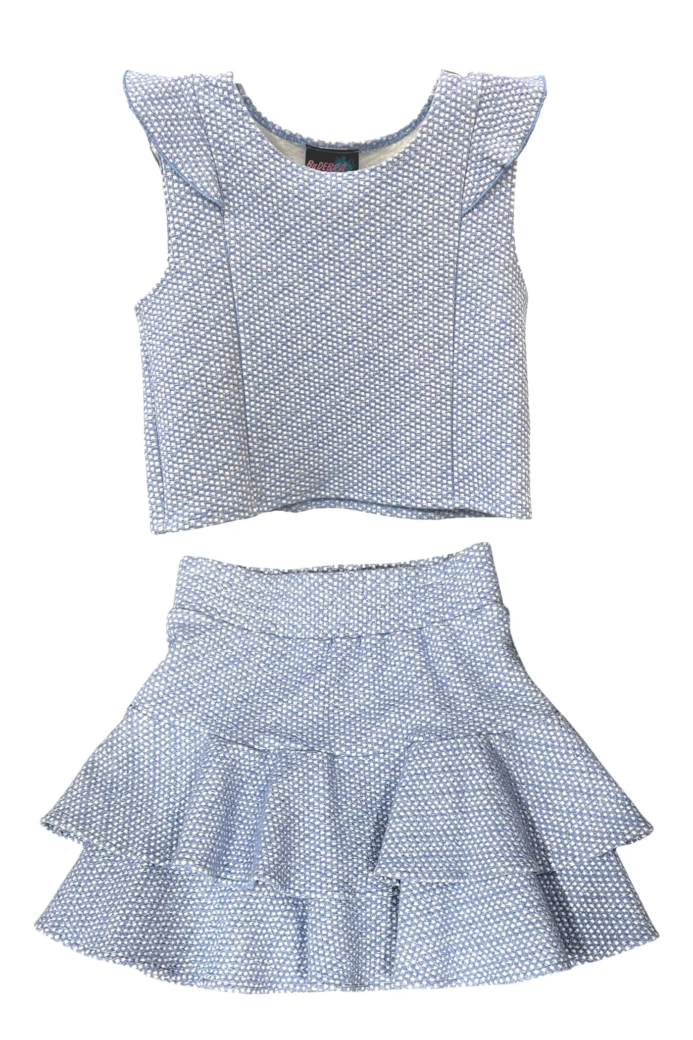 Light Blue and White Ruffle Skirt