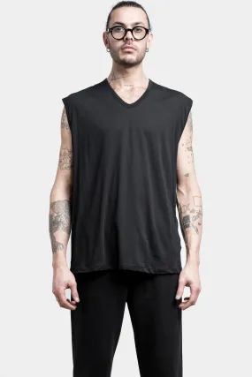 Lightweight cotton v-neck tank, Black